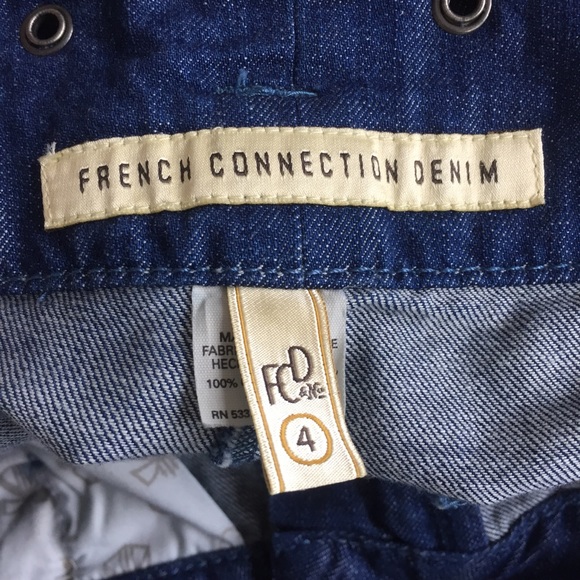 French Connection High Waisted Pleated Cuff Mom  Denim Shorts - Picture 6 of 7